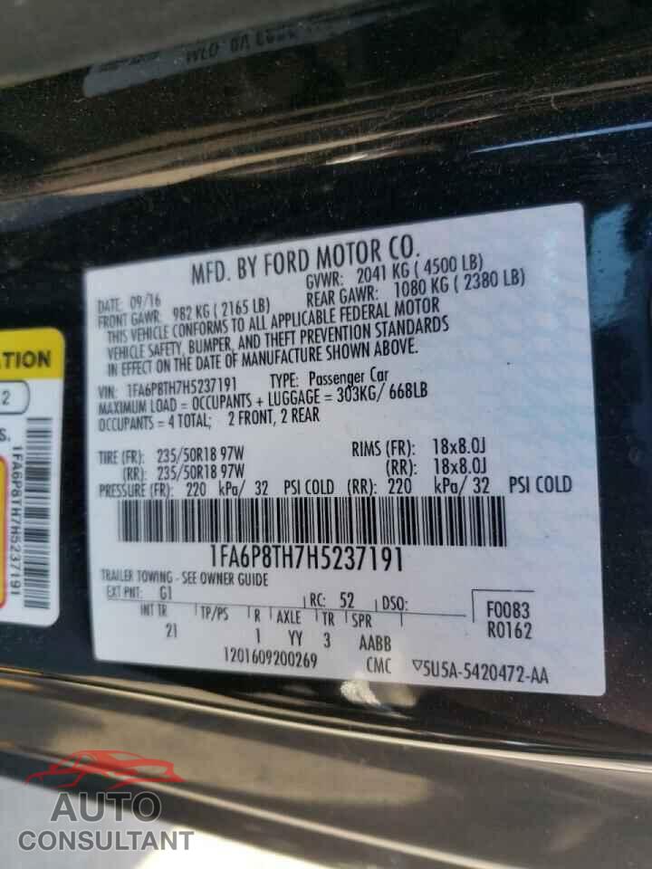 FORD MUSTANG 2017 - 1FA6P8TH7H5237191
