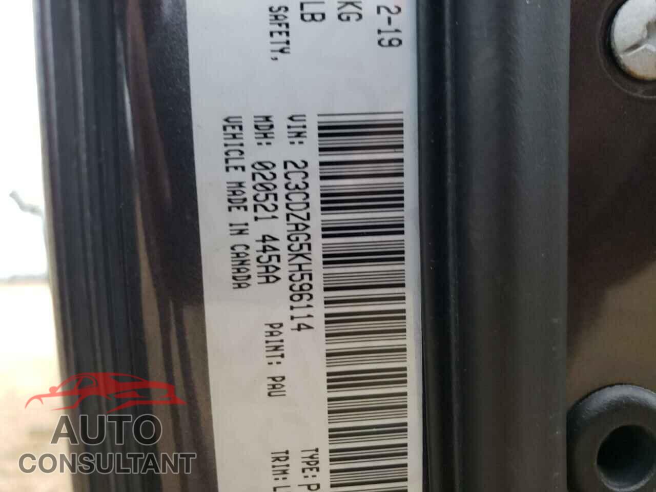 DODGE CHALLENGER 2019 - 2C3CDZAG5KH596114