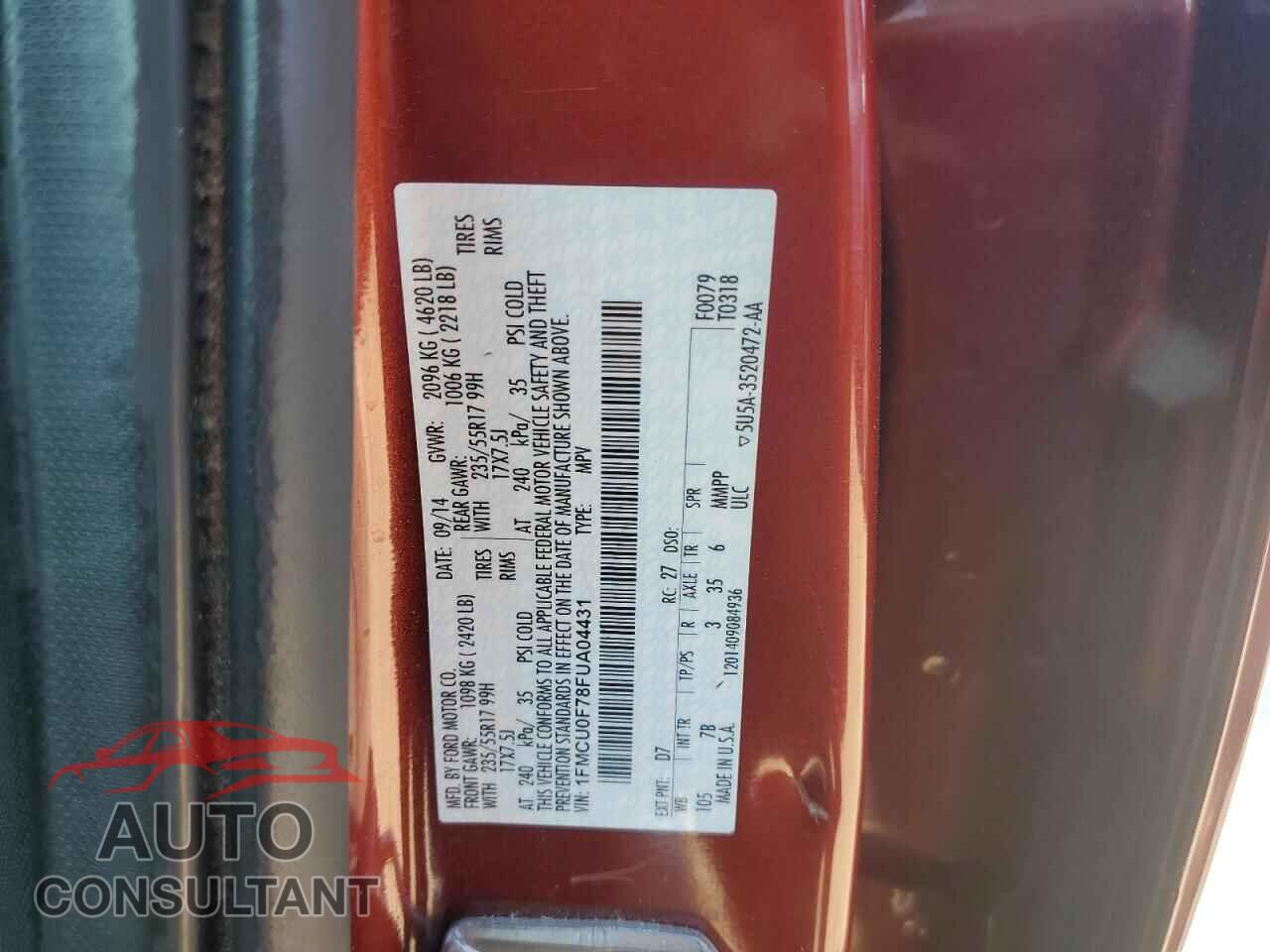 FORD ESCAPE 2015 - 1FMCU0F78FUA04431