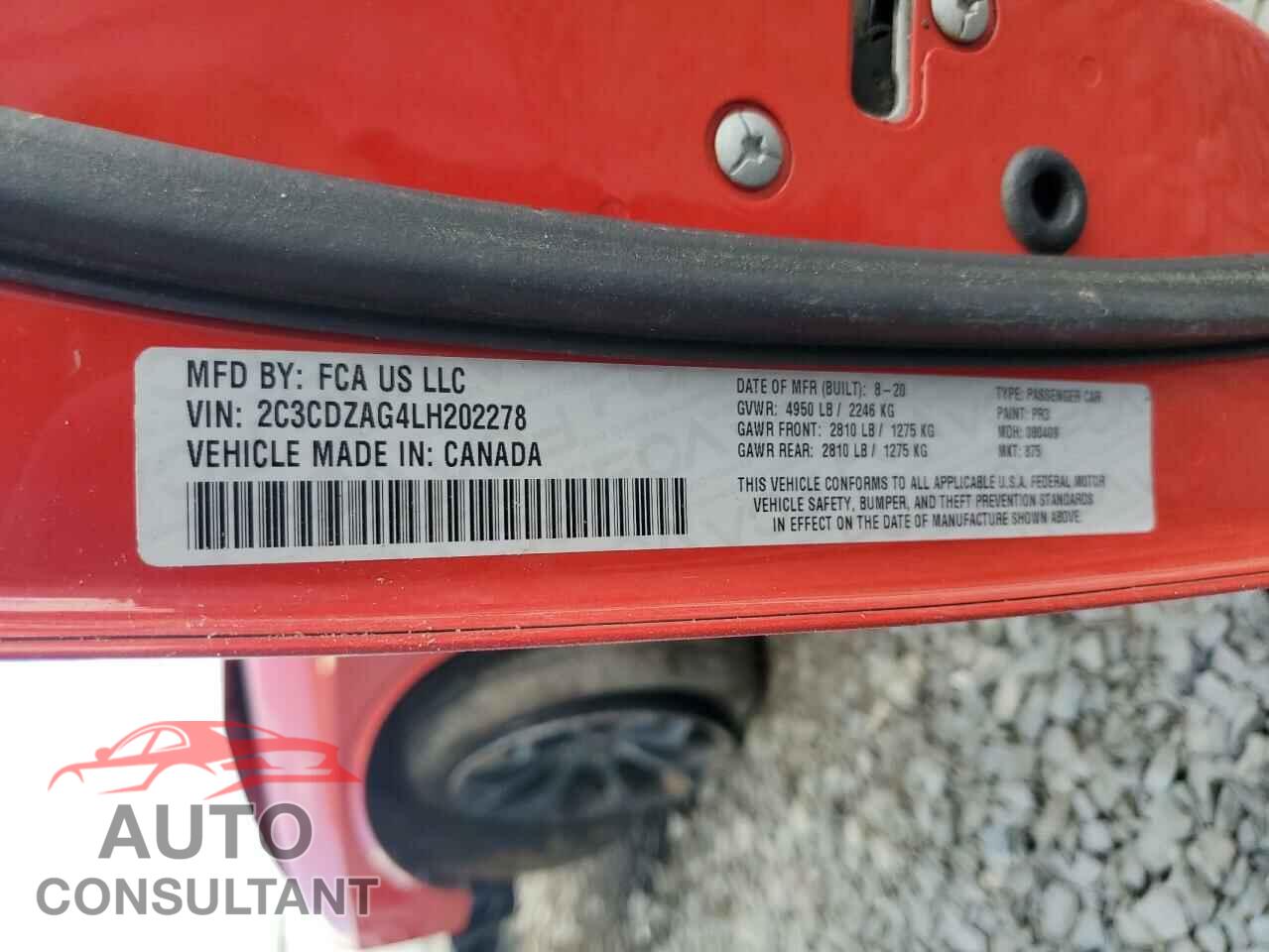 DODGE CHALLENGER 2020 - 2C3CDZAG4LH202278