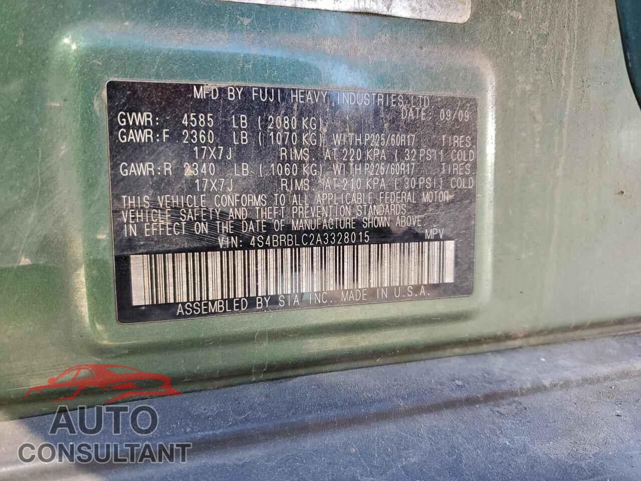 SUBARU OUTBACK 2010 - 4S4BRBLC2A3328015