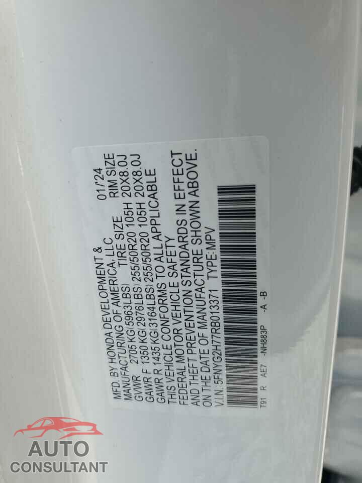 HONDA PILOT 2024 - 5FNYG2H77RB013371