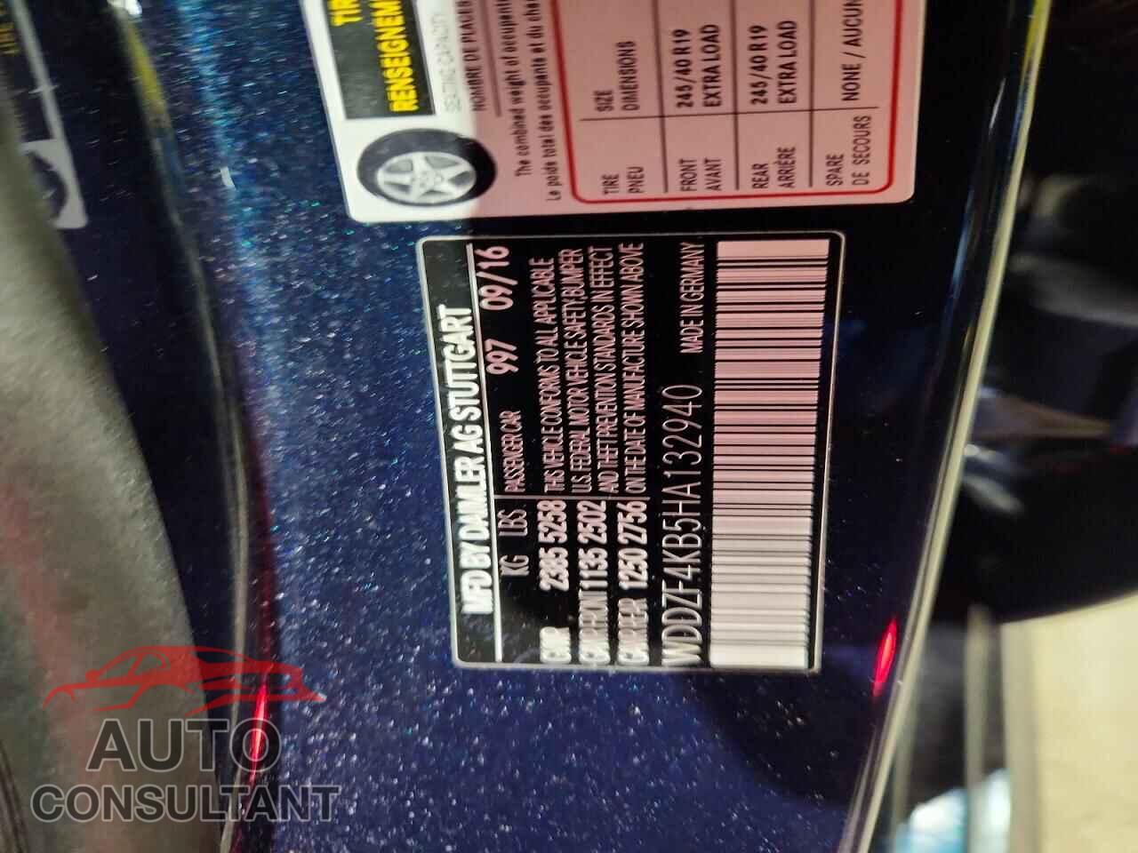 MERCEDES-BENZ E-CLASS 2017 - WDDZF4KB5HA132940