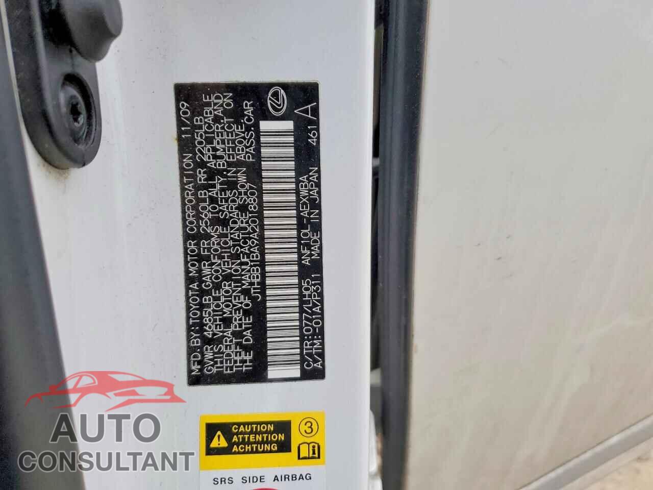 LEXUS HS 2010 - JTHBB1BA9A2018807