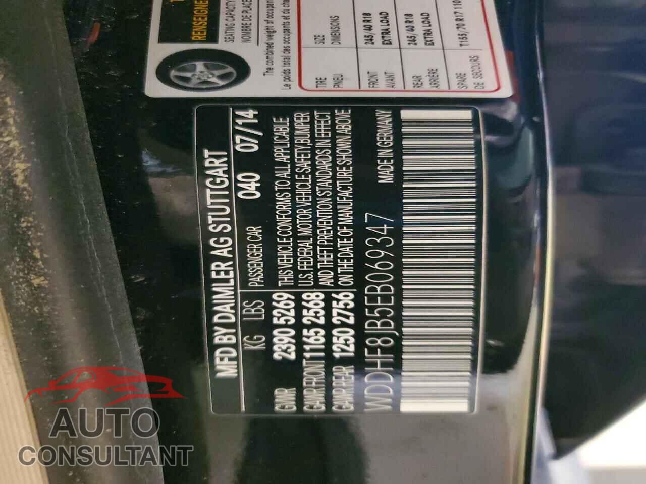 MERCEDES-BENZ E-CLASS 2014 - WDDHF8JB5EB069347