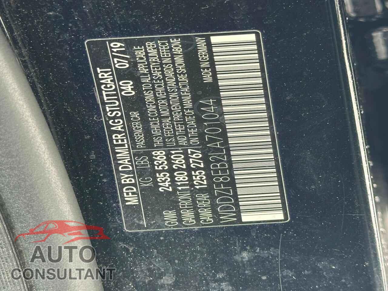 MERCEDES-BENZ E-CLASS 2020 - WDDZF8EB2LA701044