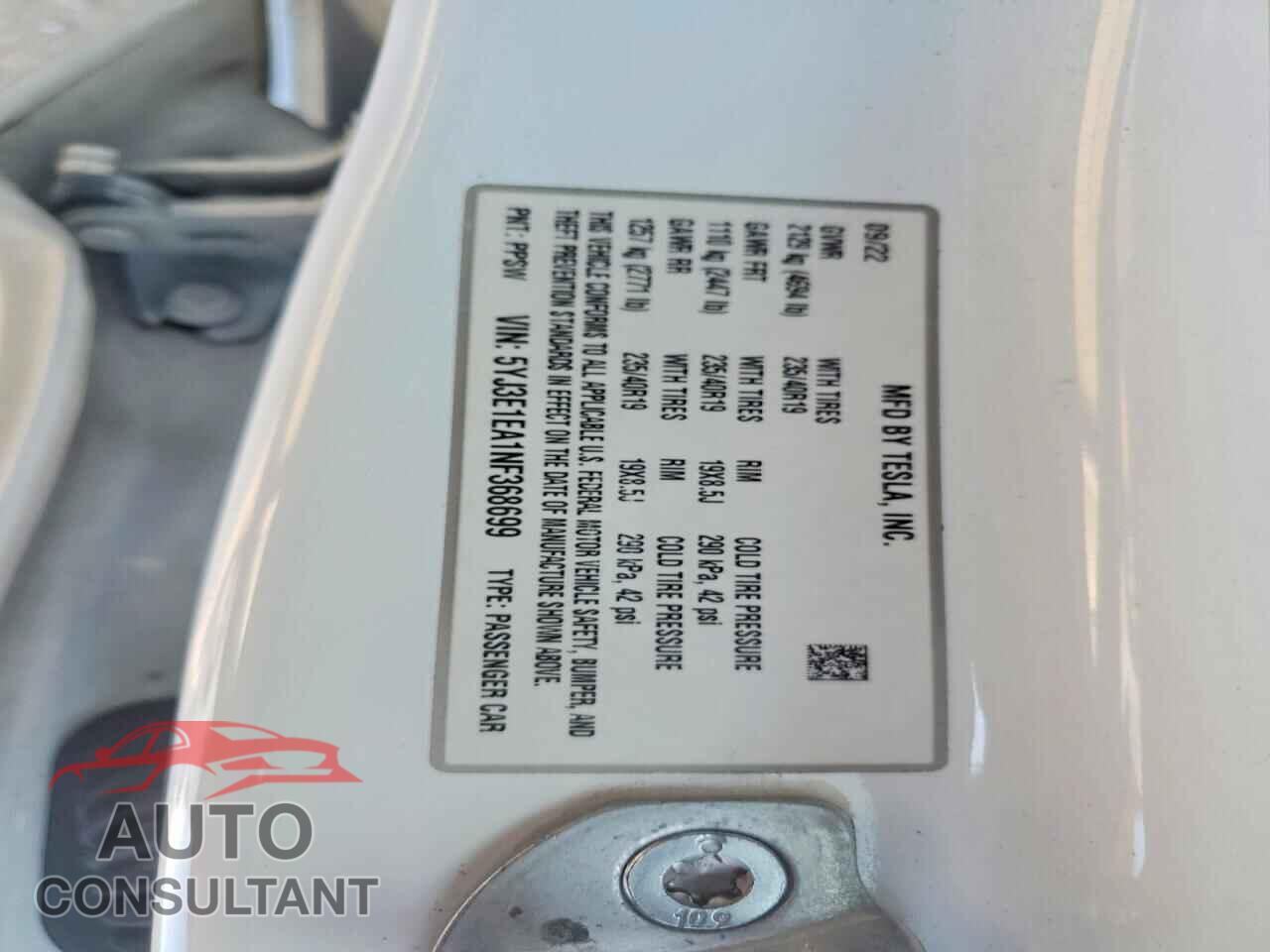 TESLA MODEL 3 2022 - 5YJ3E1EA1NF368699