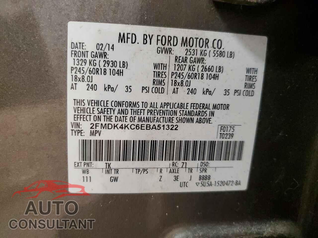 FORD EDGE 2014 - 2FMDK4KC6EBA51322