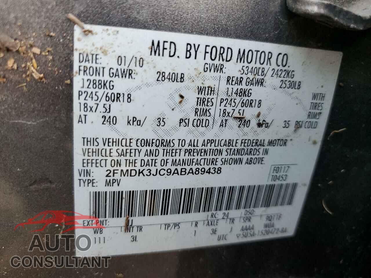FORD EDGE 2010 - 2FMDK3JC9ABA89438