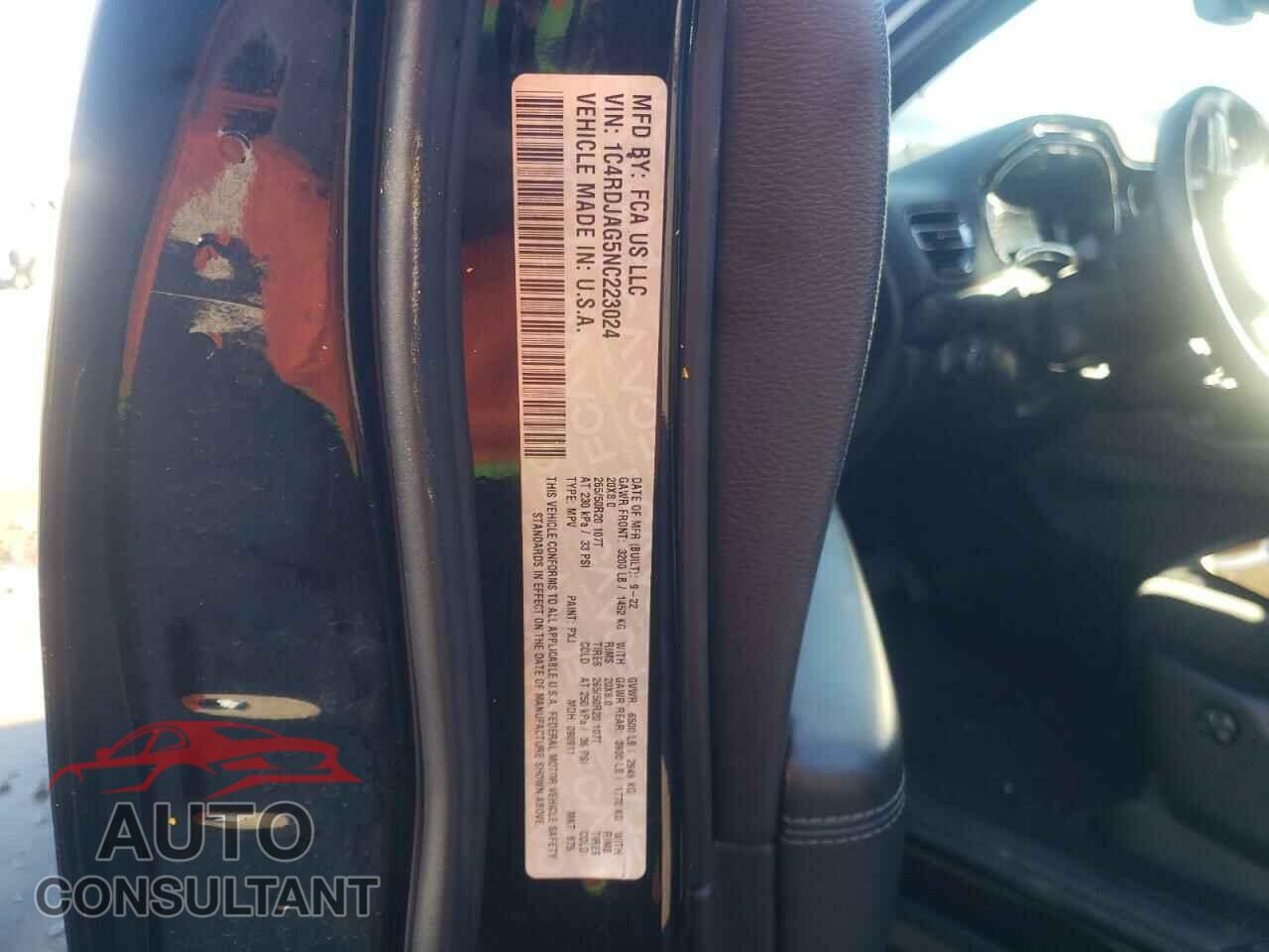 DODGE DURANGO 2022 - 1C4RDJAG5NC223024