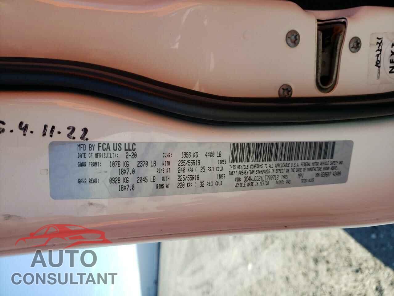 JEEP COMPASS 2020 - 3C4NJCCB4LT200713