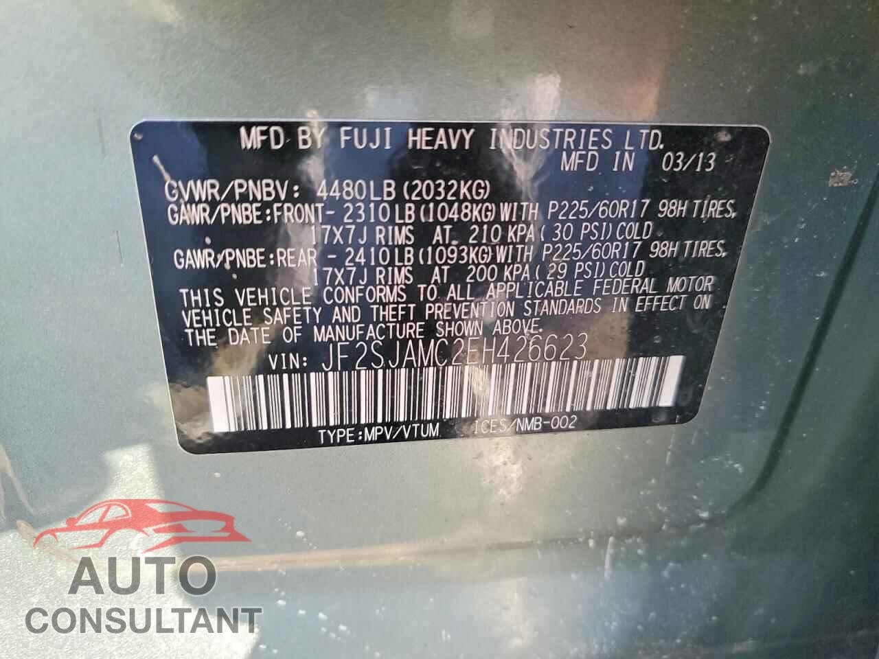 SUBARU FORESTER 2014 - JF2SJAMC2EH426623