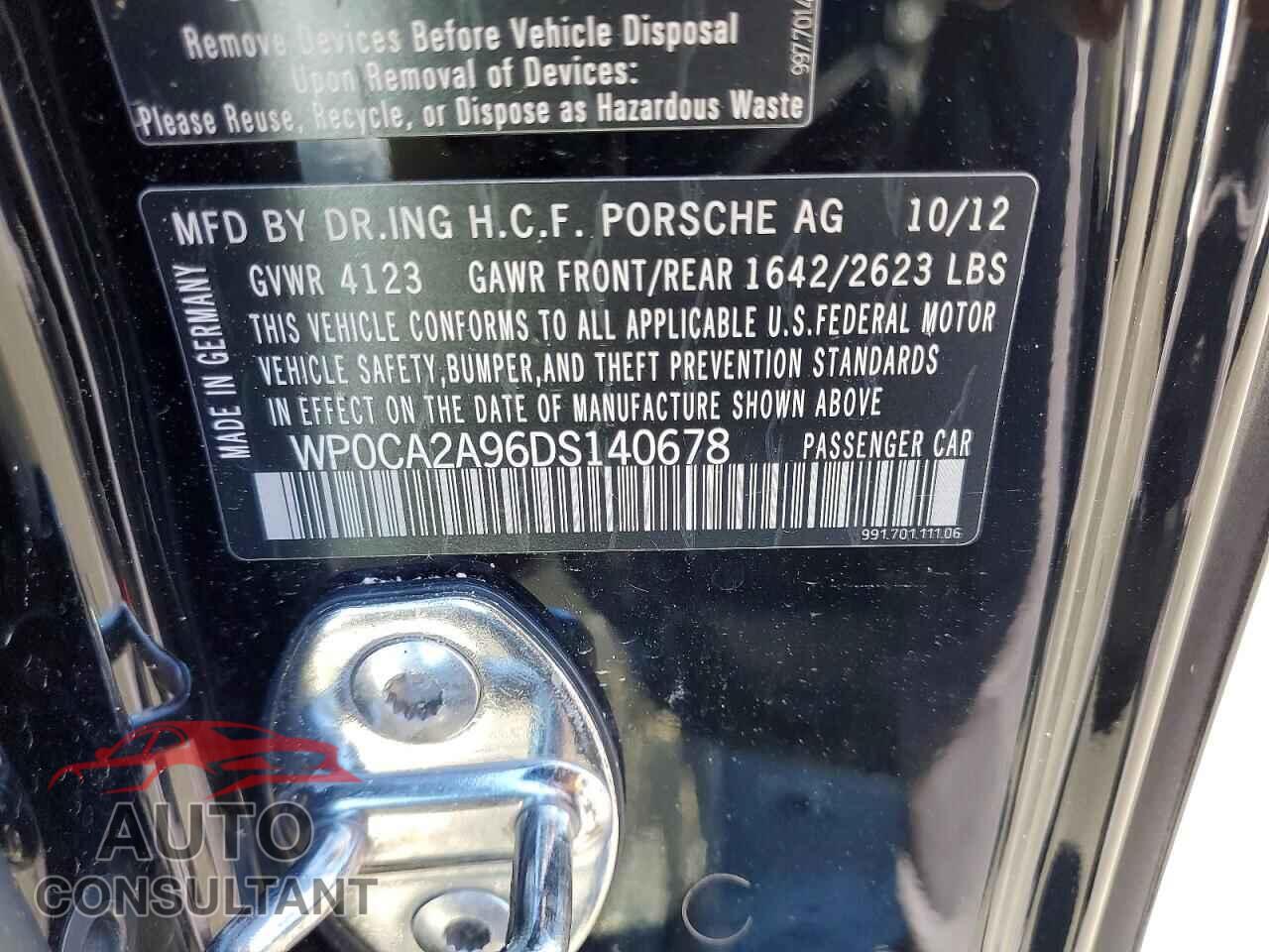 PORSCHE 911 2013 - WP0CA2A96DS140678
