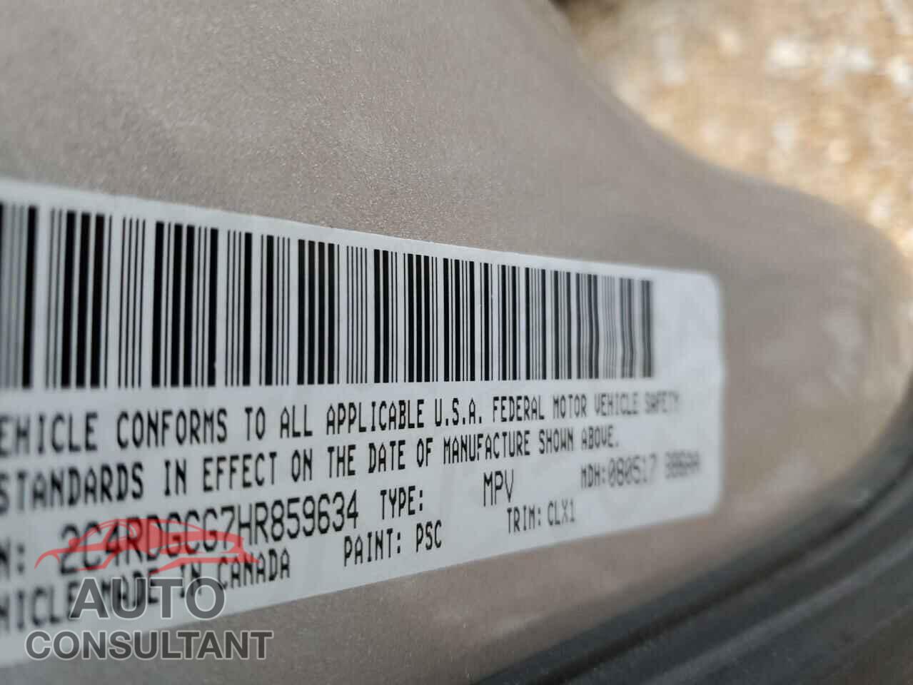 DODGE CARAVAN 2017 - 2C4RDGCG7HR859634
