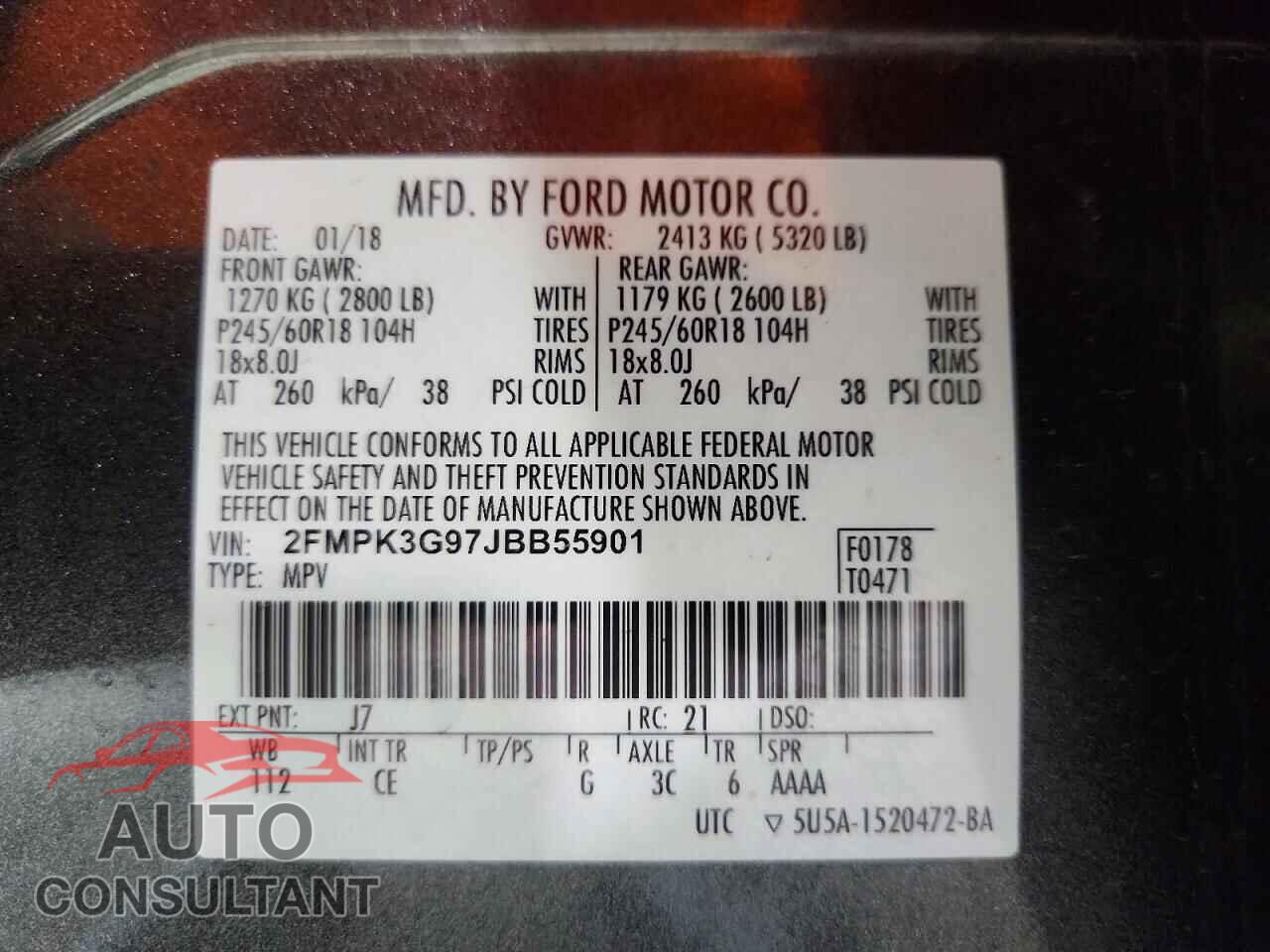 FORD EDGE 2018 - 2FMPK3G97JBB55901