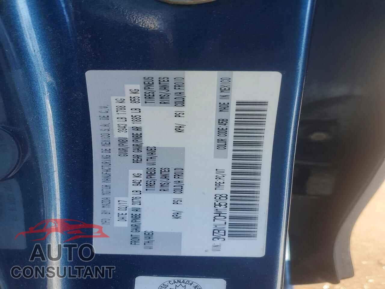MAZDA 3 2017 - 3MZBN1L70HM135168