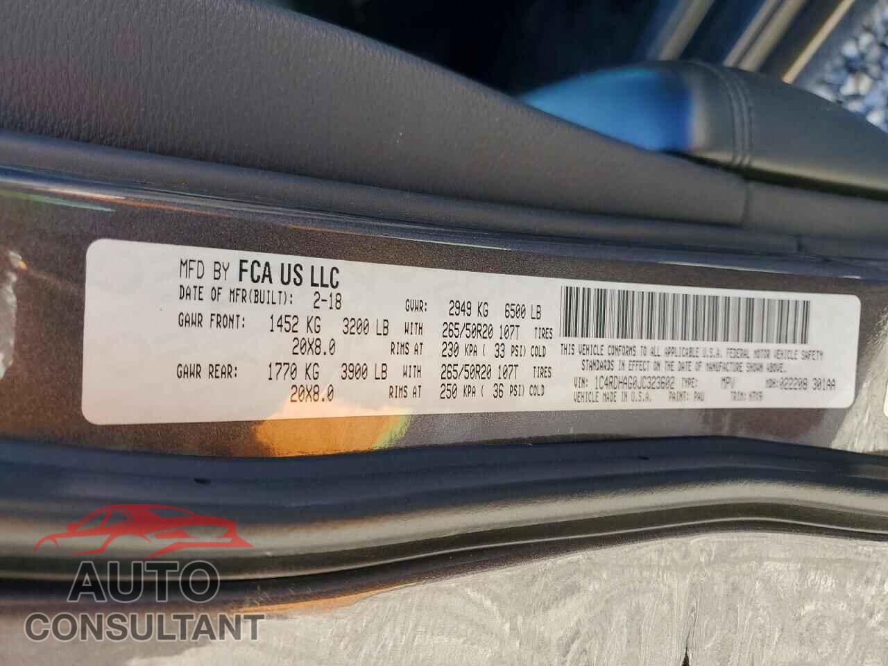 DODGE DURANGO 2018 - 1C4RDHAG0JC323602