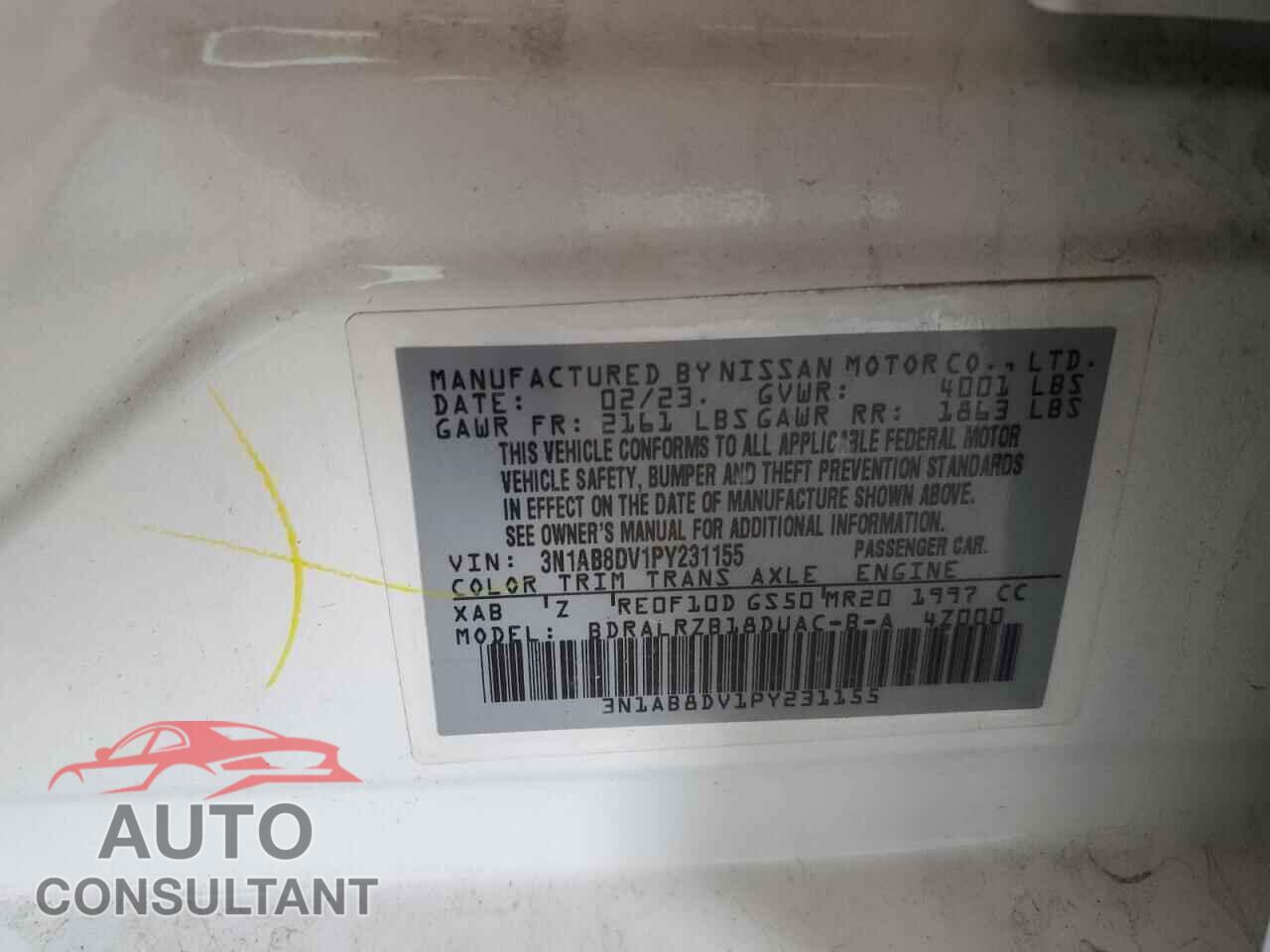 NISSAN SENTRA 2023 - 3N1AB8DV1PY231155
