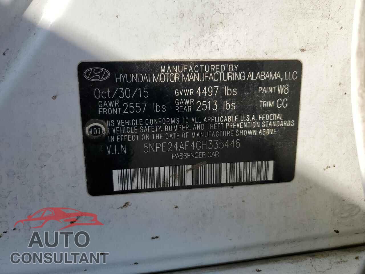 HYUNDAI SONATA 2016 - 5NPE24AF4GH335446