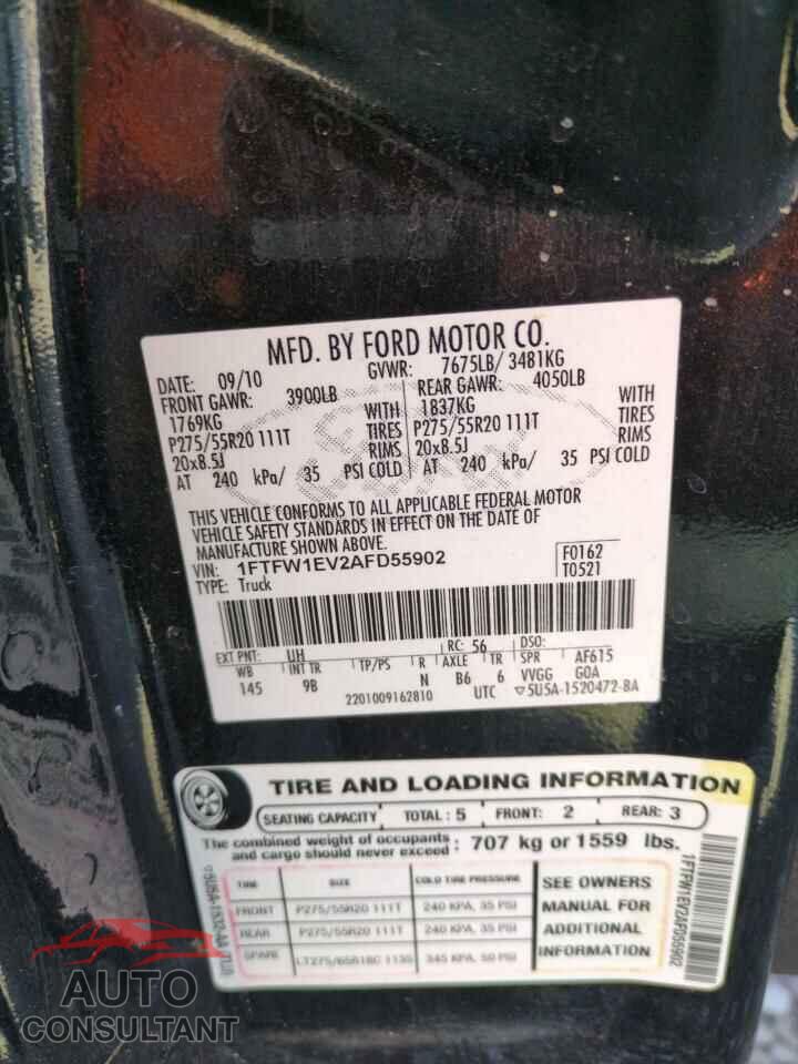 FORD F-150 2010 - 1FTFW1EV2AFD55902