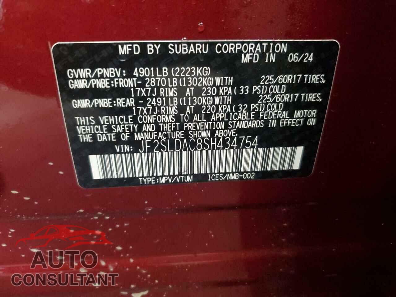 SUBARU FORESTER 2025 - JF2SLDAC8SH434754