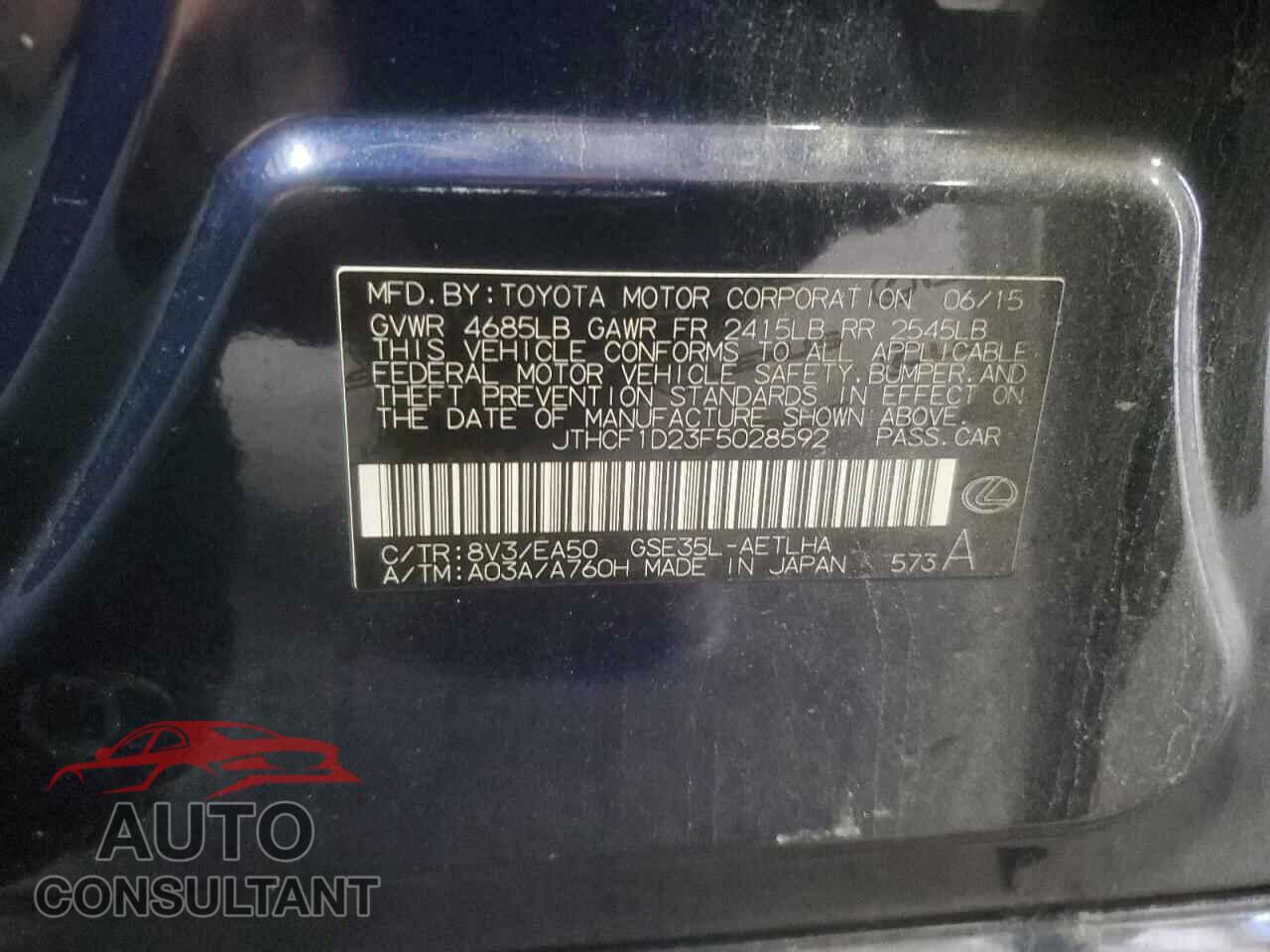LEXUS IS 2015 - JTHCF1D23F5028592