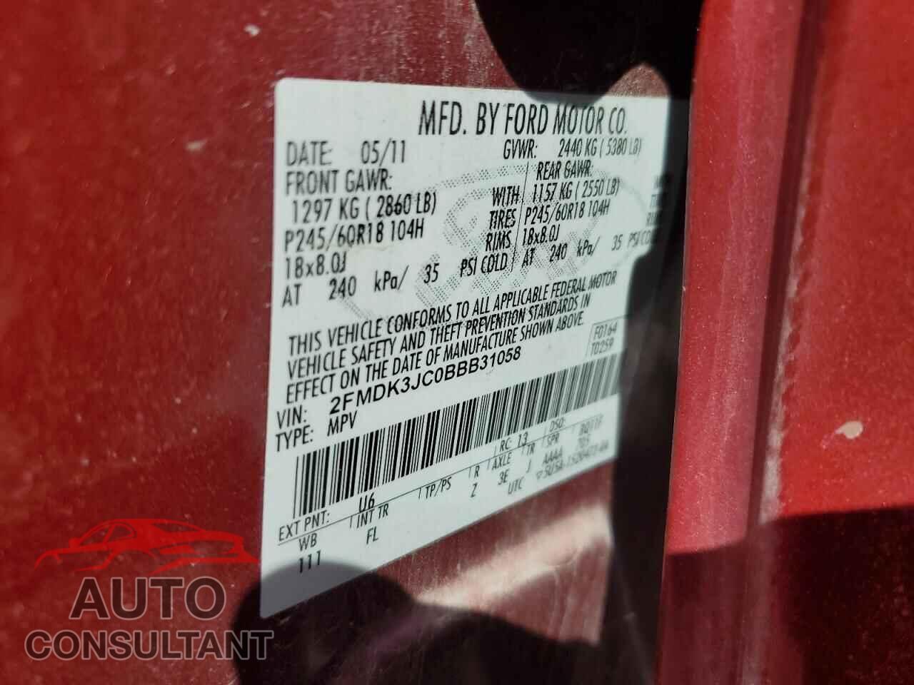 FORD EDGE 2011 - 2FMDK3JC0BBB31058