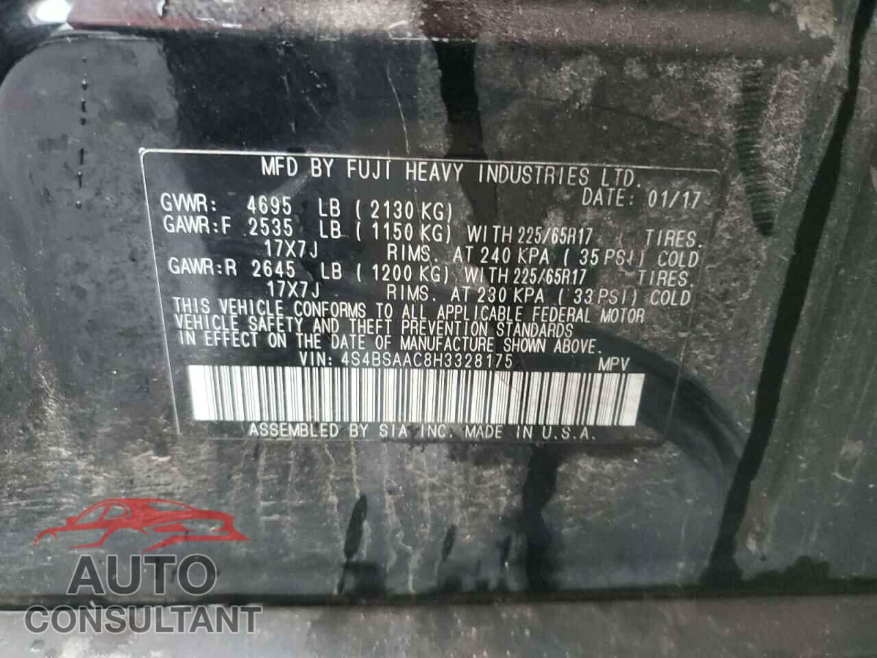 SUBARU OUTBACK 2017 - 4S4BSAAC8H3328175
