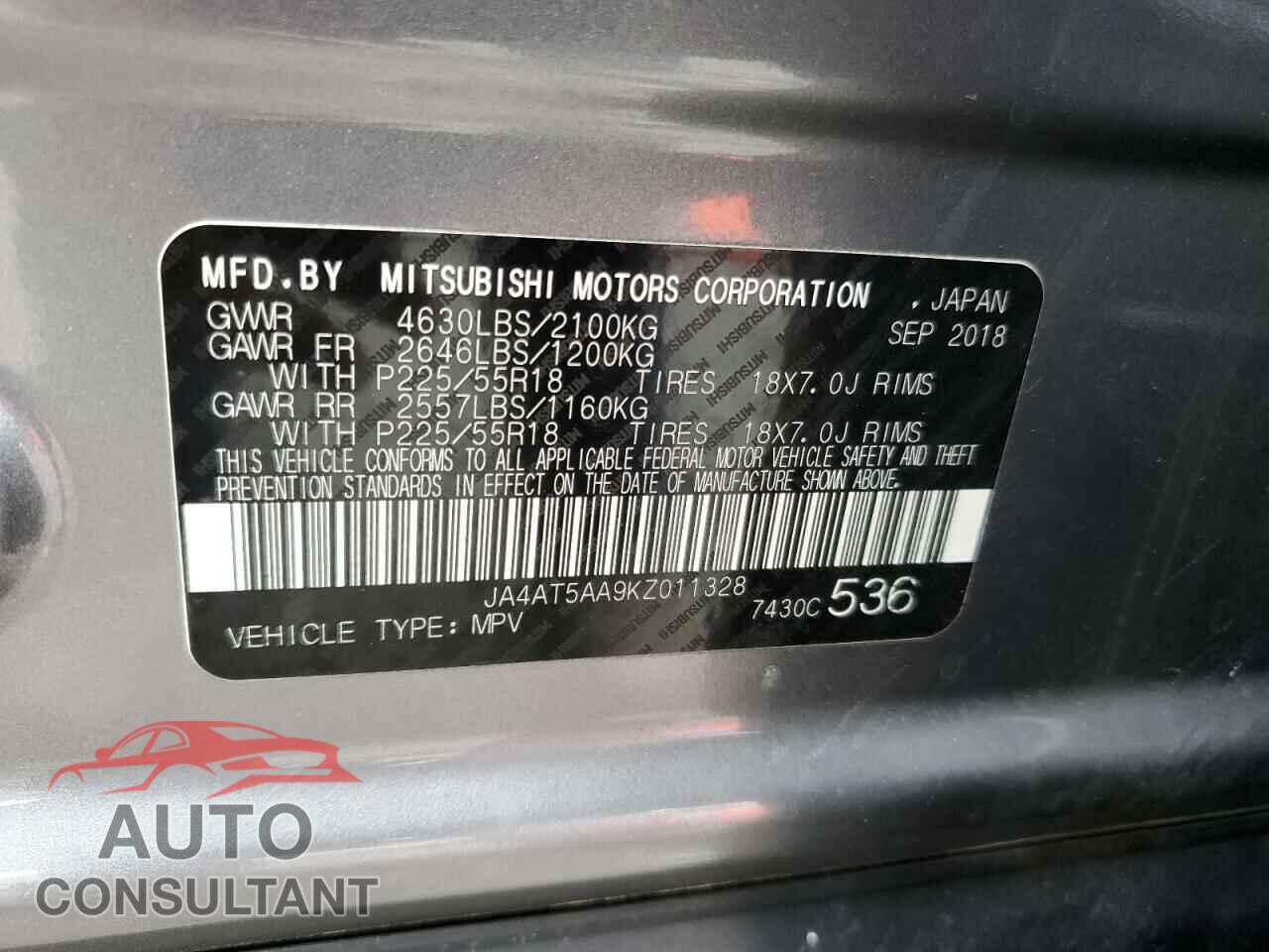 MITSUBISHI ECLIPSE 2019 - JA4AT5AA9KZ011328