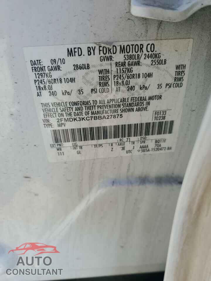 FORD EDGE 2011 - 2FMDK3KC7BBA27875