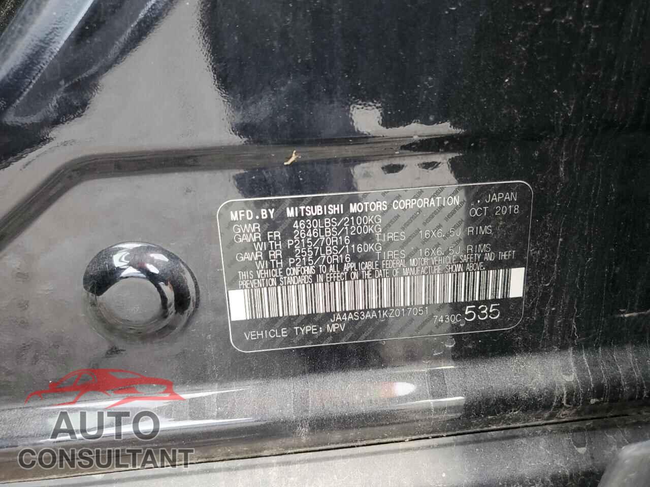 MITSUBISHI ECLIPSE 2019 - JA4AS3AA1KZ017051