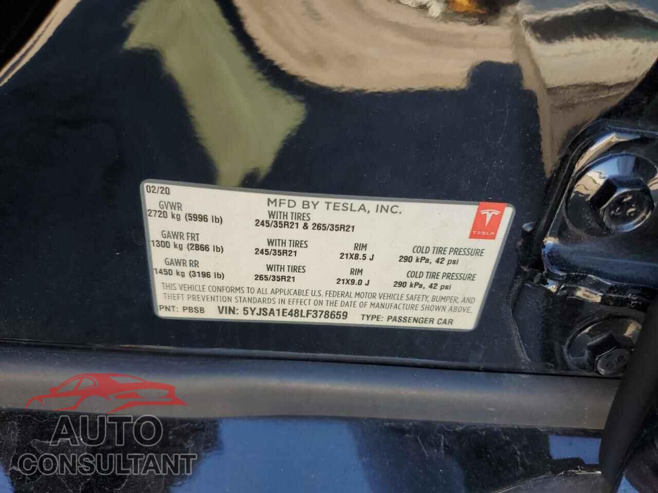 TESLA MODEL S 2020 - 5YJSA1E48LF378659