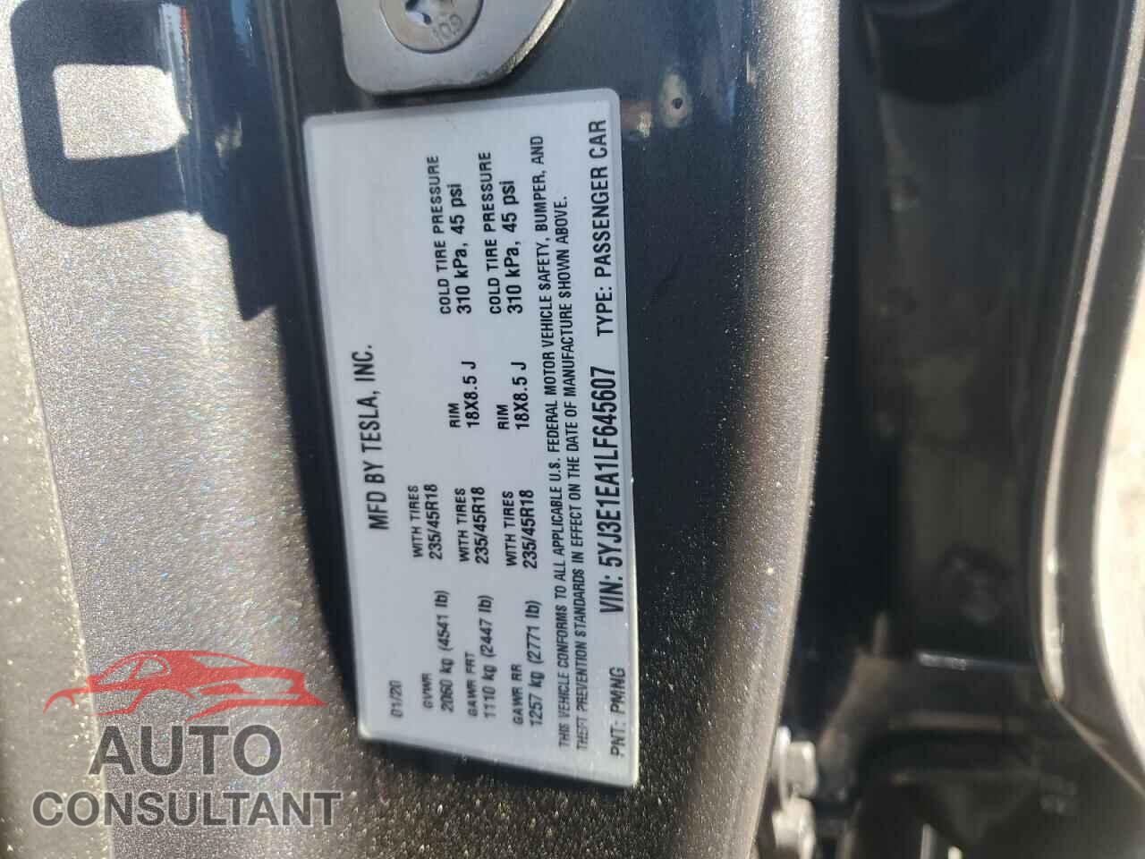 TESLA MODEL 3 2020 - 5YJ3E1EA1LF645607