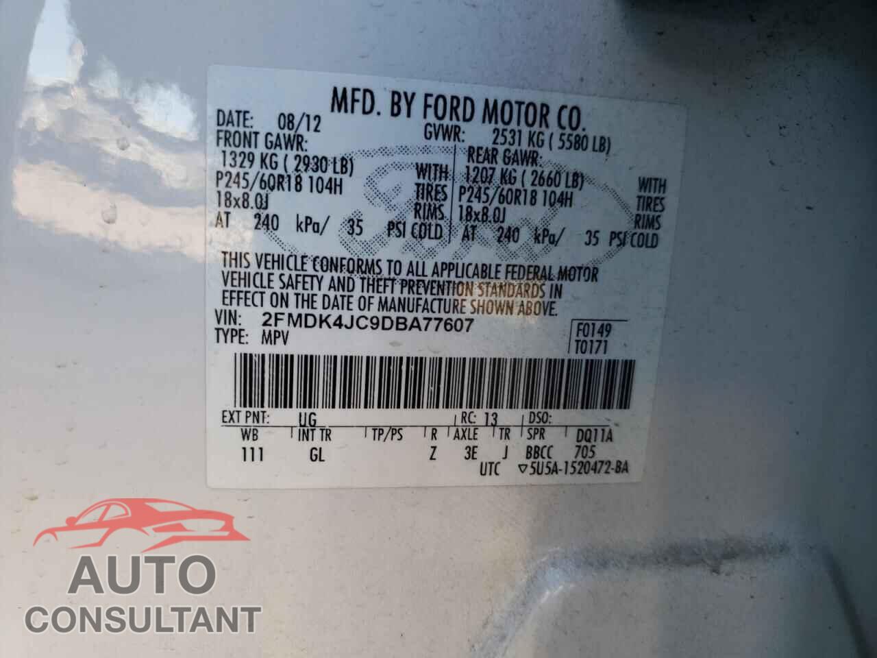 FORD EDGE 2013 - 2FMDK4JC9DBA77607