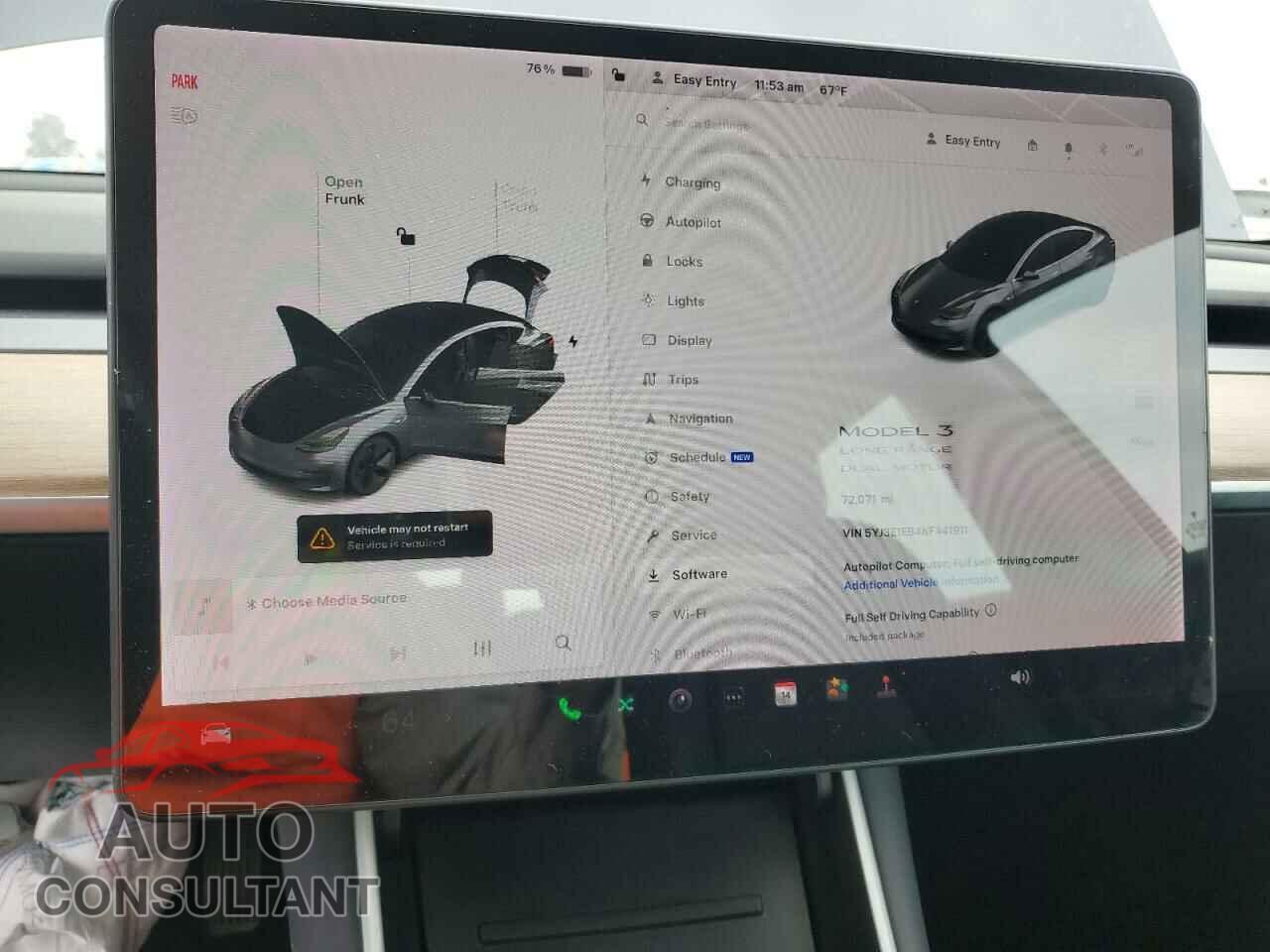 TESLA MODEL 3 2019 - 5YJ3E1EB4KF441911