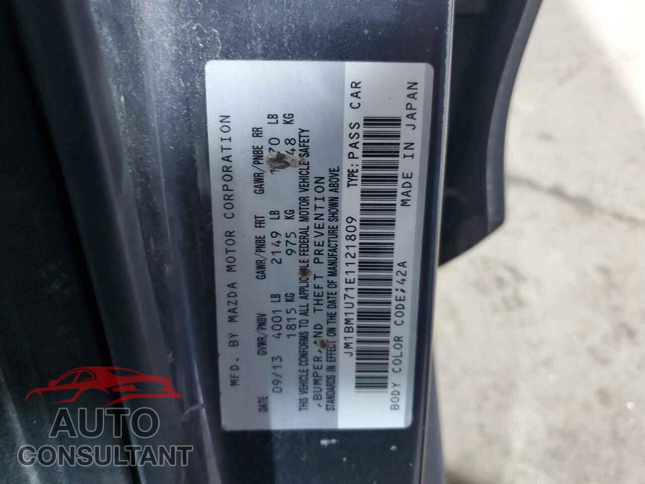 MAZDA 3 2014 - JM1BM1U71E1121809