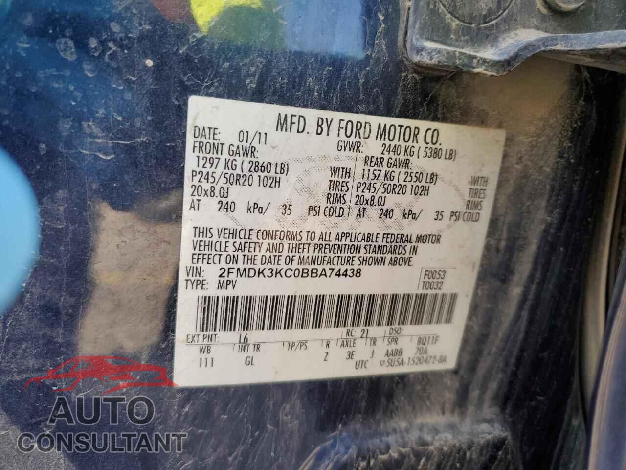 FORD EDGE 2011 - 2FMDK3KC0BBA74438