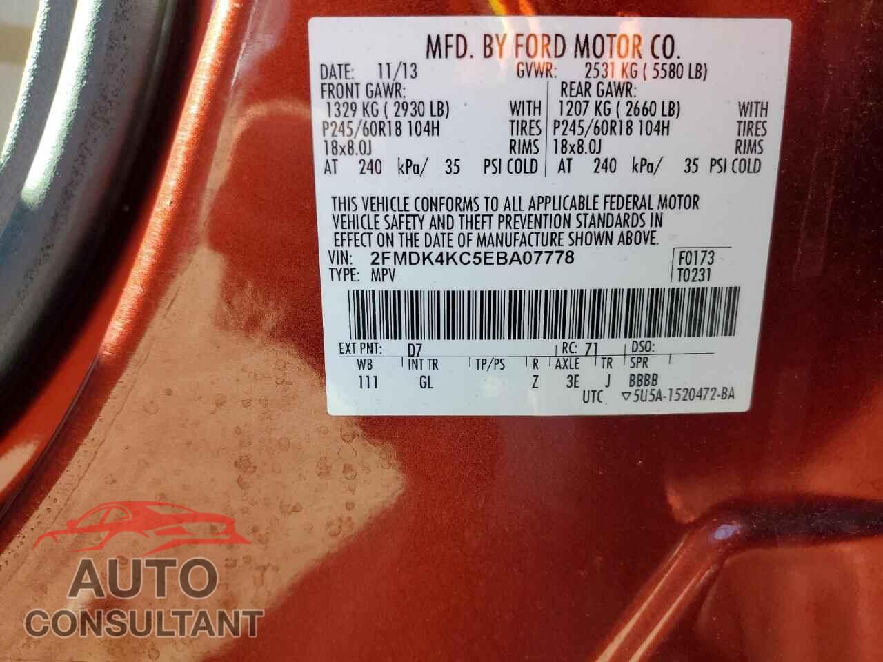 FORD EDGE 2014 - 2FMDK4KC5EBA07778