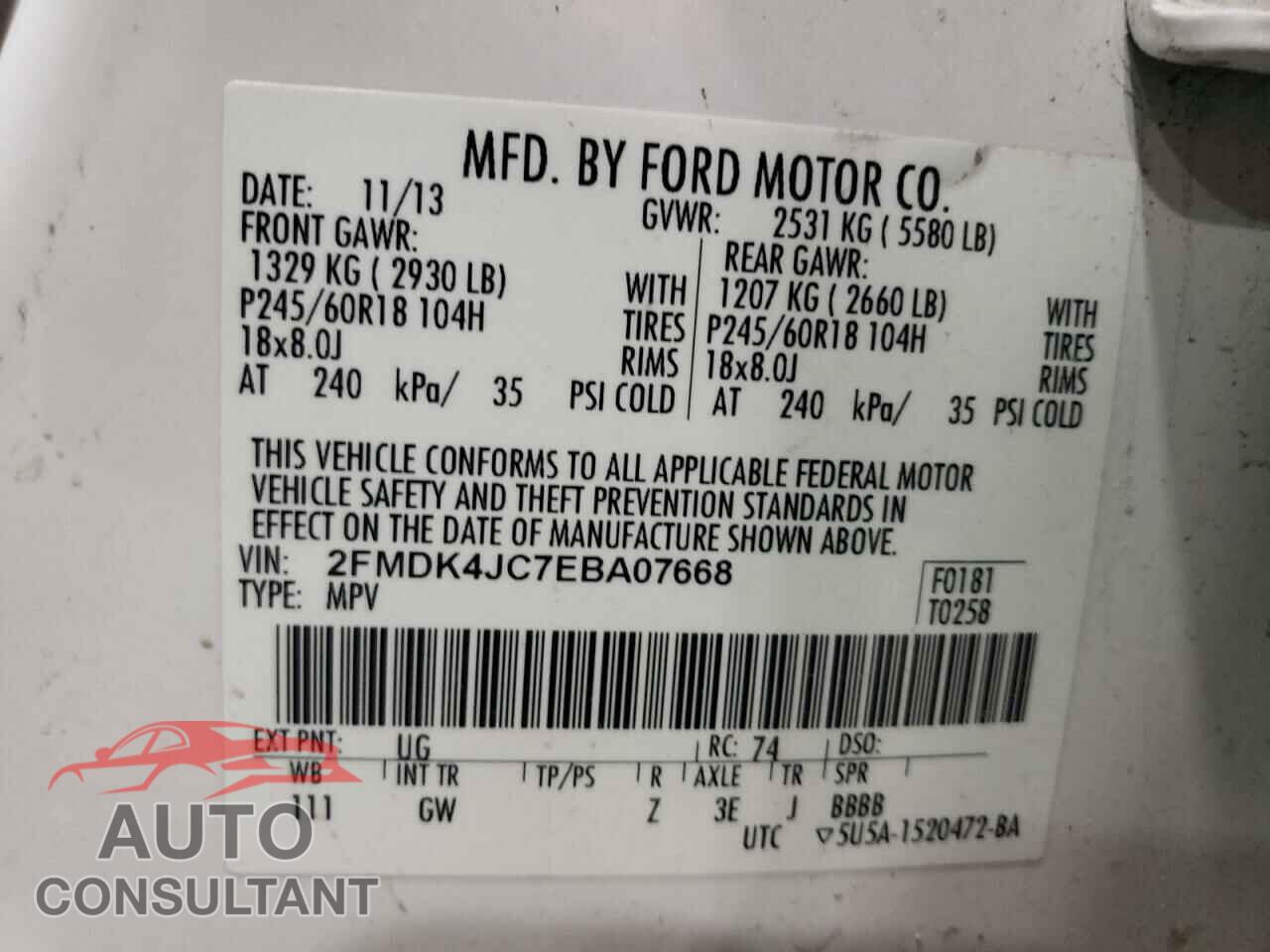 FORD EDGE 2014 - 2FMDK4JC7EBA07668
