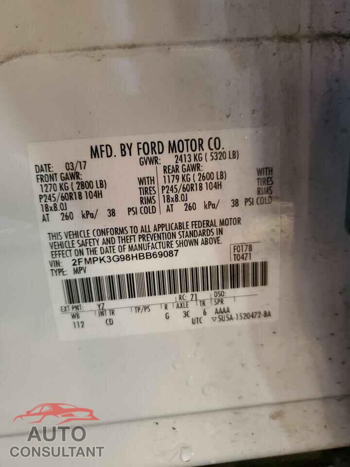 FORD EDGE 2017 - 2FMPK3G98HBB69087