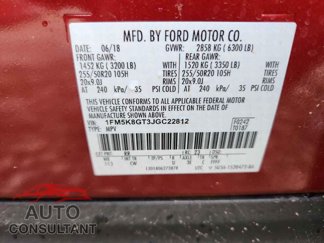 FORD EXPLORER 2018 - 1FM5K8GT3JGC22812