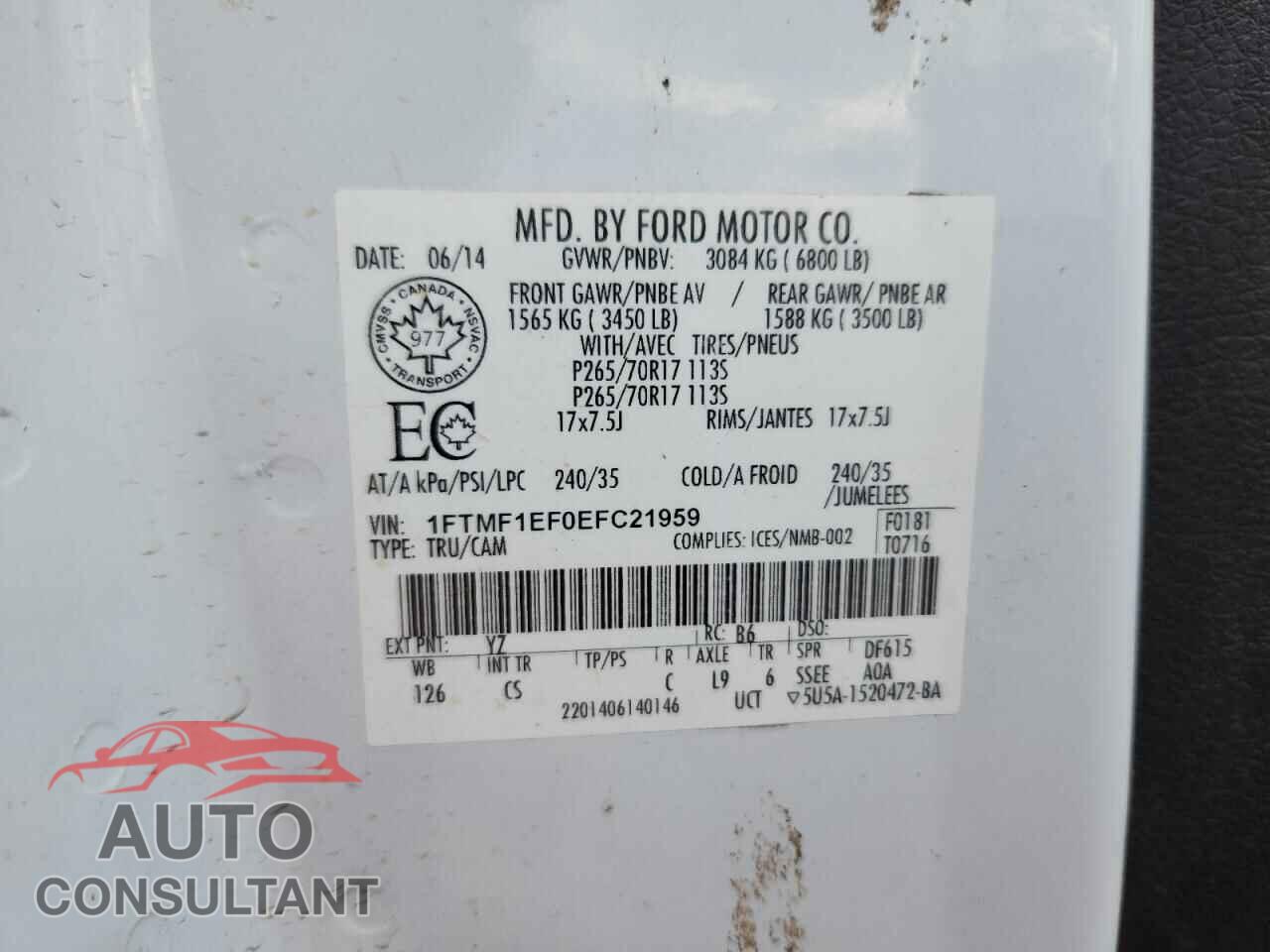 FORD All Models 2014 - 1FTMF1EF0EFC21959