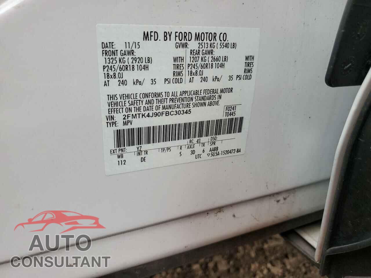 FORD EDGE 2015 - 2FMTK4J90FBC30345