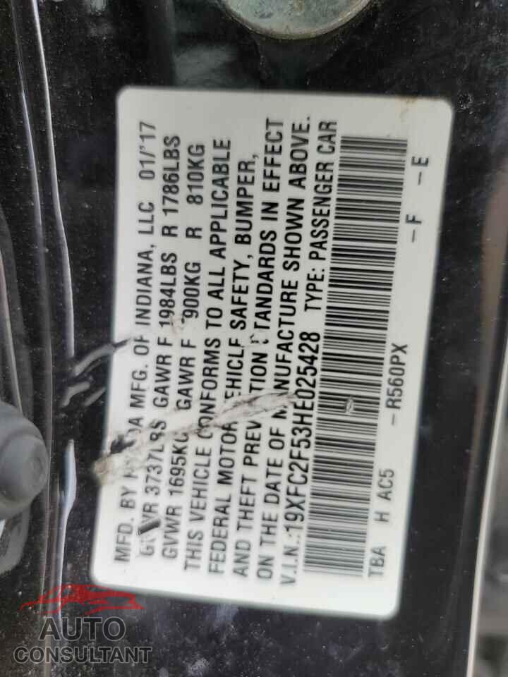 HONDA CIVIC 2017 - 19XFC2F53HE025428