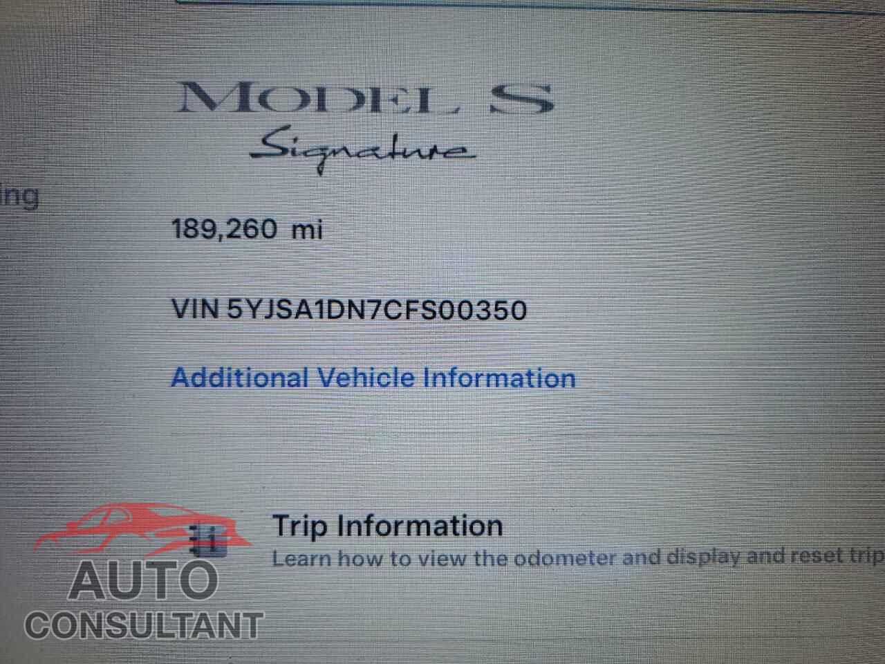 TESLA MODEL S 2012 - 5YJSA1DN7CFS00350