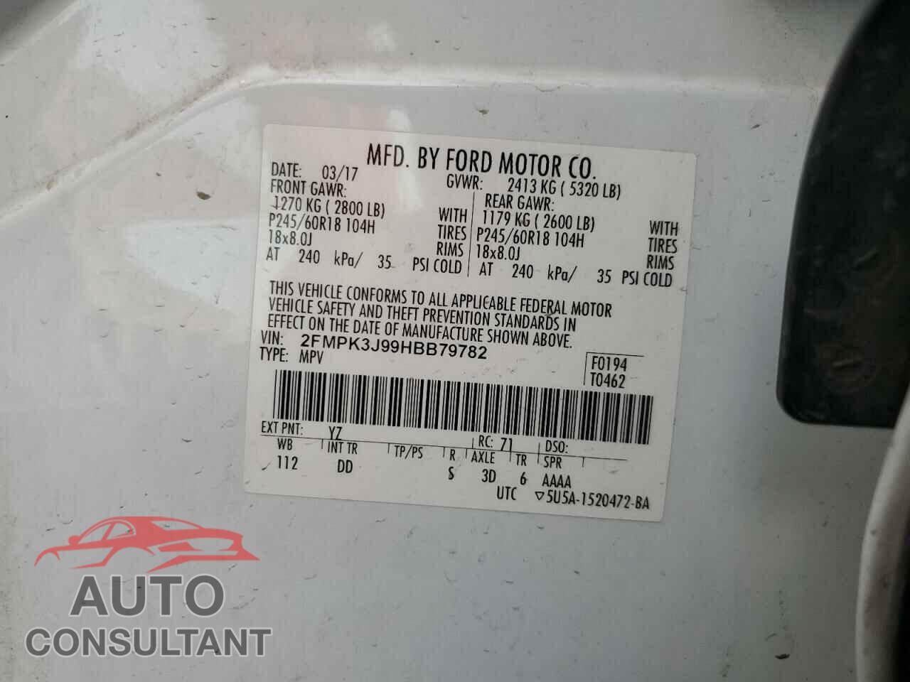 FORD EDGE 2017 - 2FMPK3J99HBB79782