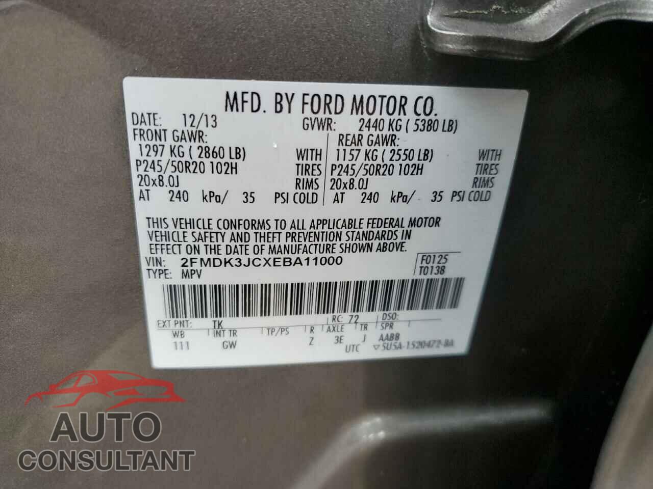 FORD EDGE 2014 - 2FMDK3JCXEBA11000
