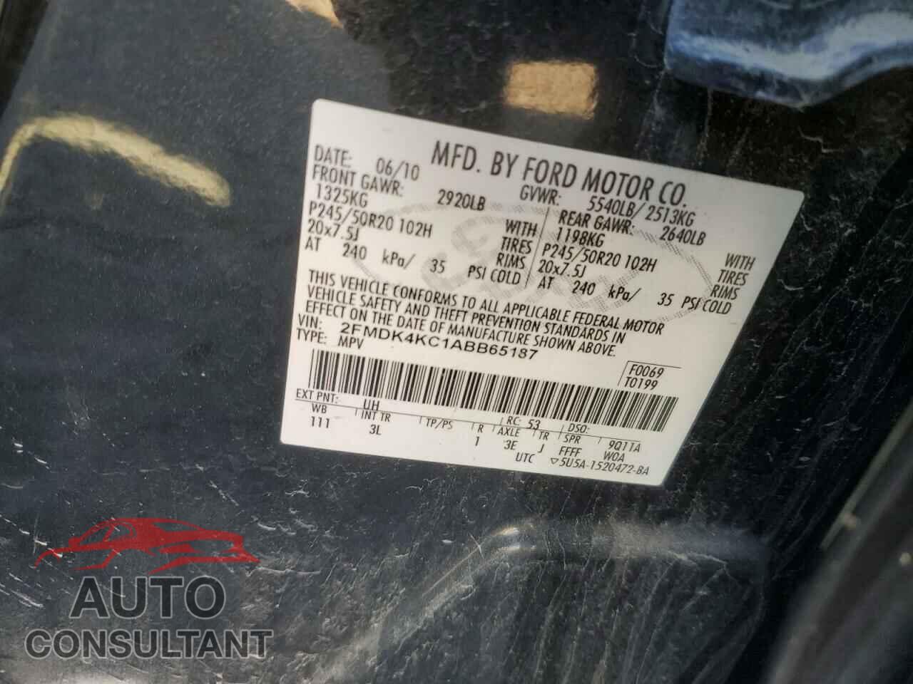 FORD EDGE 2010 - 2FMDK4KC1ABB65187