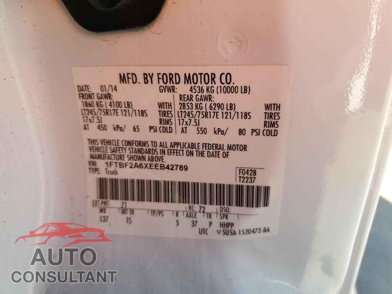 FORD F250 2014 - 1FTBF2A6XEEB42789