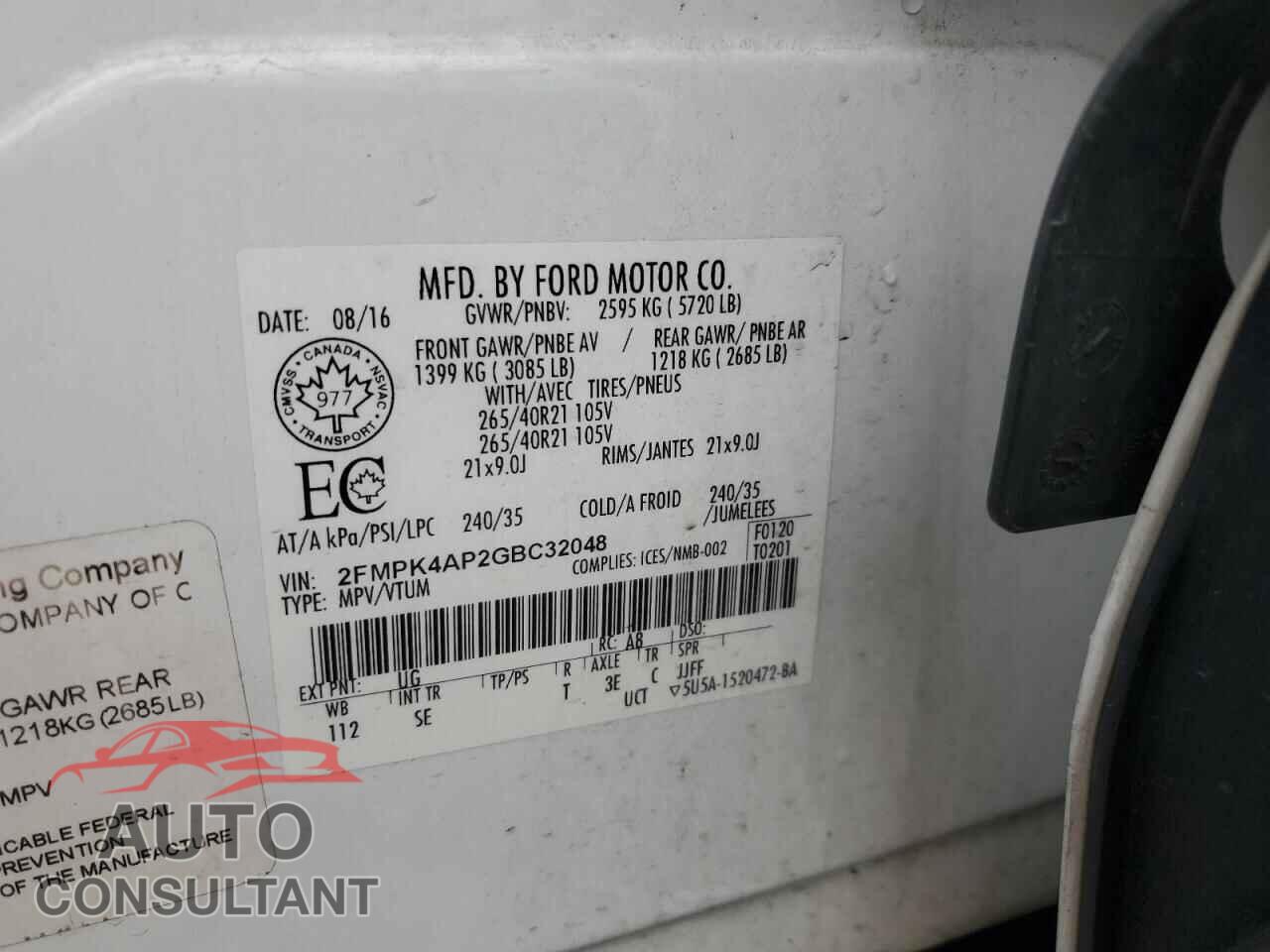 FORD EDGE 2016 - 2FMPK4AP2GBC32048